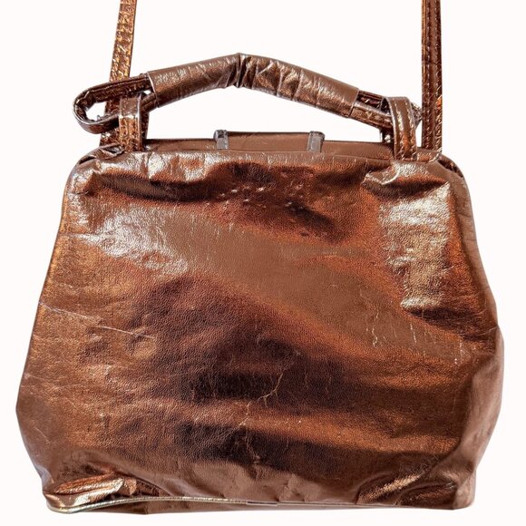 Vintage Baikal Gold Metallic Purse Retro Rhinestone Jewel Handbag Glam Party Bag - Picture 4 of 16